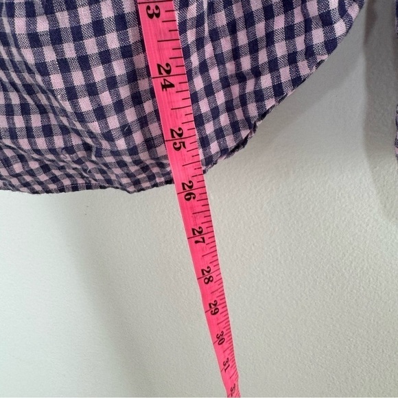 Untuckit pink blue plaid Sirah linen button down shirt 12 - Picture 6 of 8